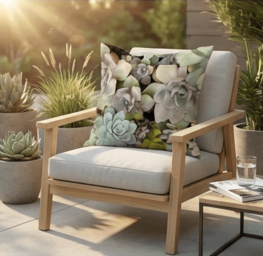 Cushion cover in Succulent on Black