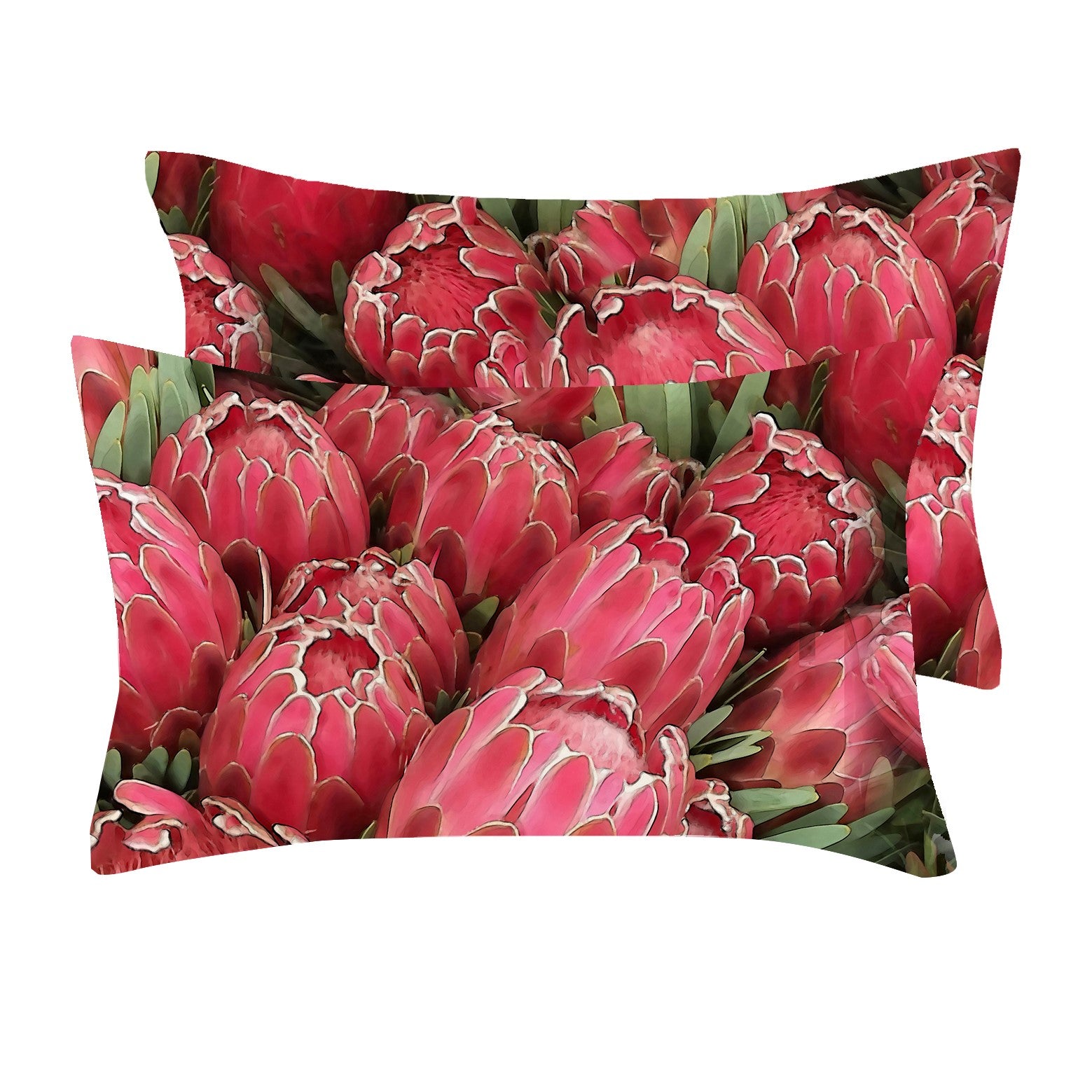 Satin Pillowcases in Red Protea