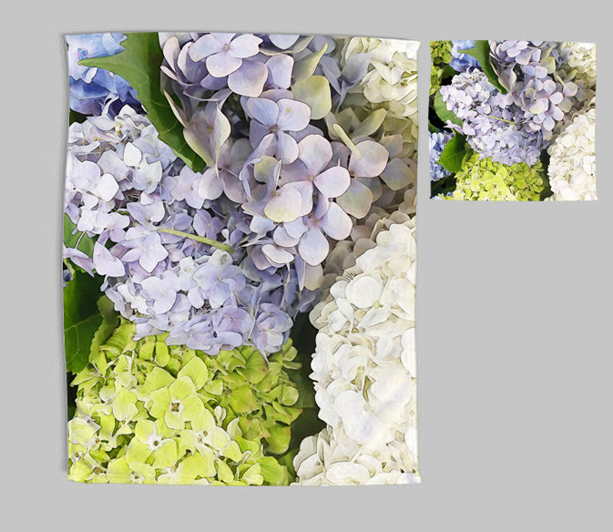 Tea towel and dishcloth set in Hydrangea Trio