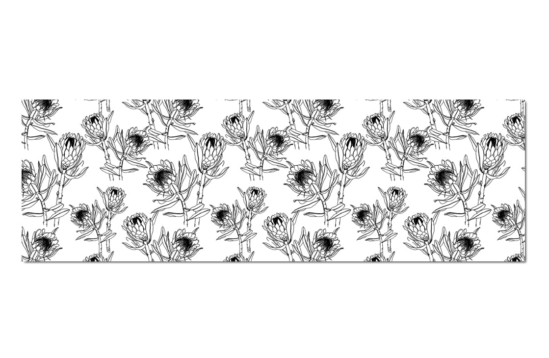 Table Runner in Protea Black on White