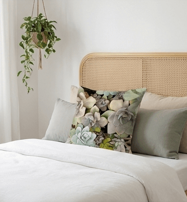 Cushion cover in Succulent on Black