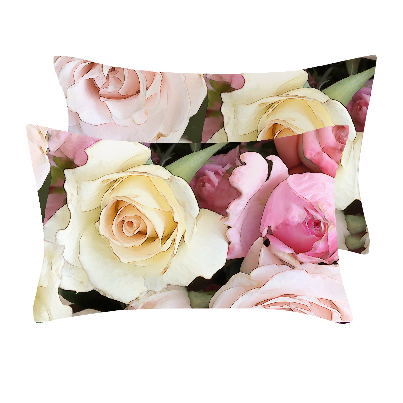 Satin Pillowcases in Rose Garden