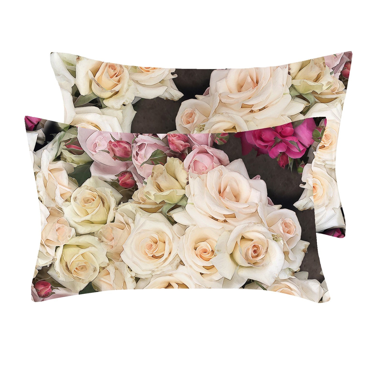 Satin Pillowcases in Rose Bouquet