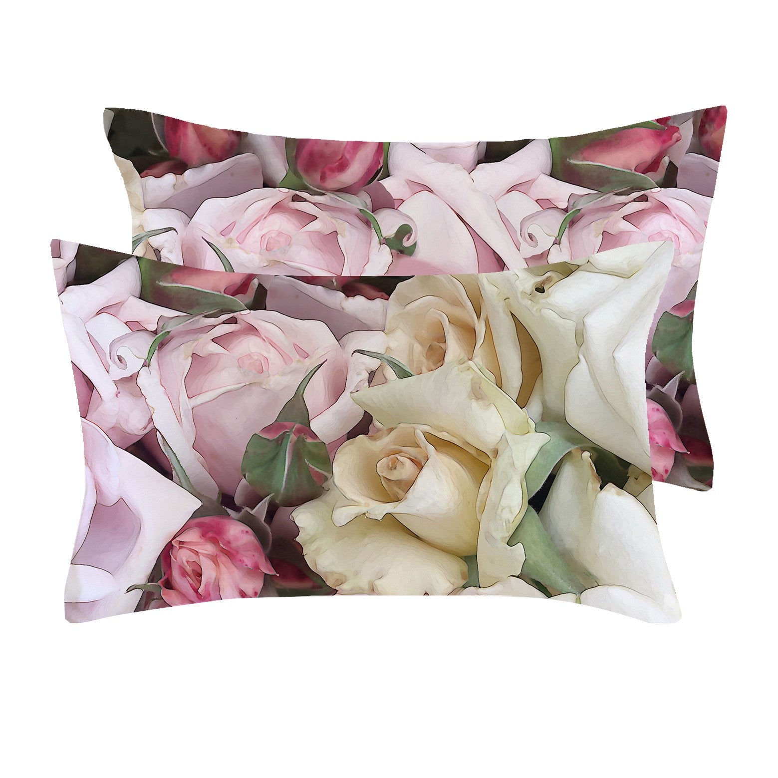 Satin Pillowcases in Rose in Cream